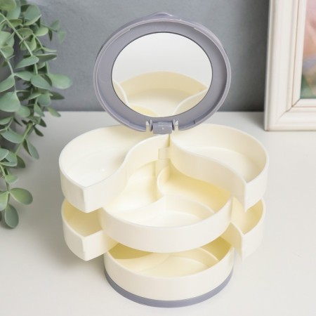 Plastic decoration box, mirror "round. Four levels" white 10x10x10 cm-2