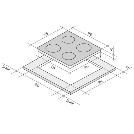 Krona Accordo 60BL, electric hob, 4 burners, sensor, 60 cm, black-1