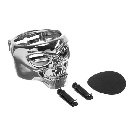 A cup holder in a deflector, automobile, skull, chrome
