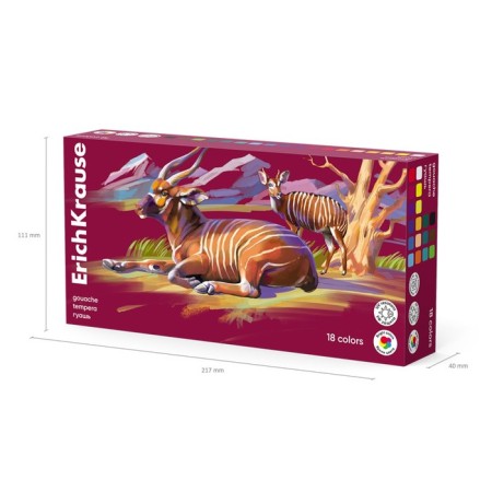 Gouache 18 colors x 20 ml, erykrause "safari", with UV brightness protection, in cardboard packaging-4