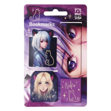 Magnetic bookmarks for books, set 4 pieces, Meshu "NEKO"