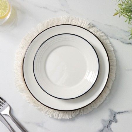 Serving napkin on the table of the shame "fringe", d = 25 cm, beige color-2