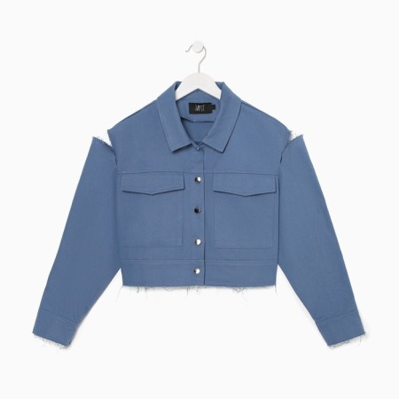 Women's shirt shortened with cuts Mist: Denim R.46, Blue-6