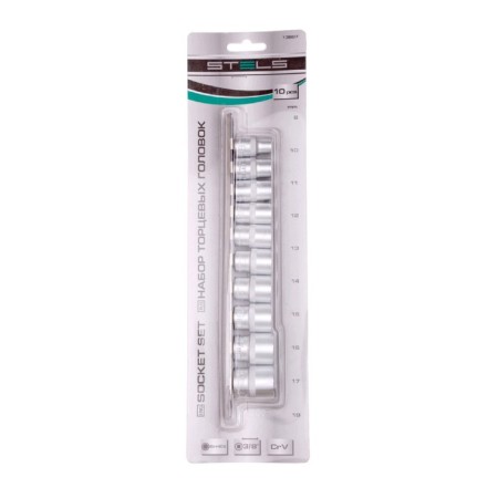 Set of end heads Stels 13607, 3/8 ", twelve-sided, CRV, 8-19 mm, 10 pcs.-3