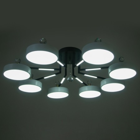 Люстра "Велтос" 8хLED 208Вт 3000-6000К черно-белый 89х89х21 см BayerLux-2