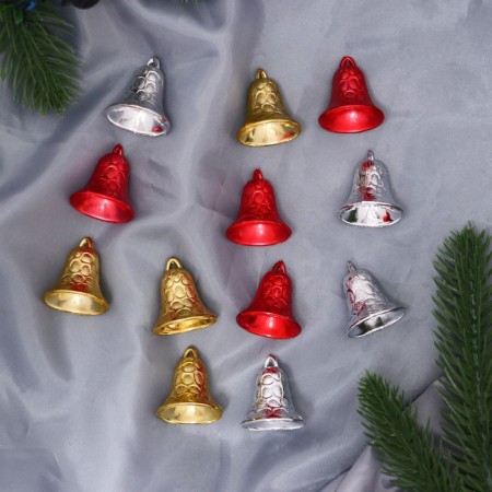 Jewelry decoration "relief bell" (set 12 pcs) 3 cm, mix