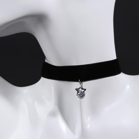Choker "Strazinka" star, white color in silver, 37 cm