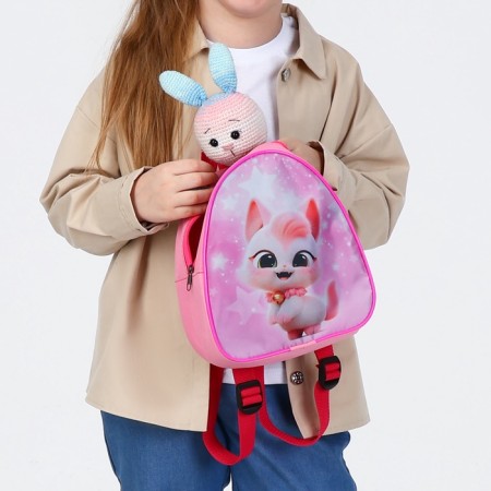 Baby backpack 21*9*23, lightning department, cat in roses of stars, pink-6