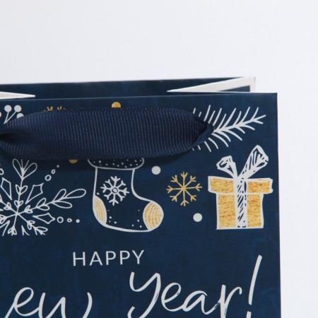 Package for the bottle "Happy New Year", 13 x 36 x 10 cm, New Year-4