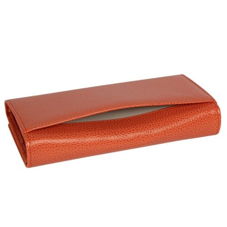Wallet on the button, Dep. For bills/maps (6)/coins, coral color 18x9x2.5cm-2