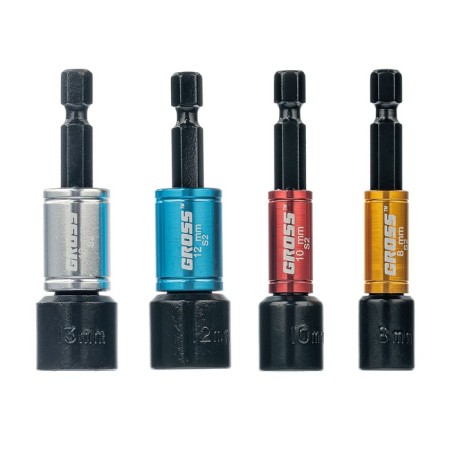 Gross 11627 bit set, with end heads 8, 10, 12, 13, 50 mm, steel S2