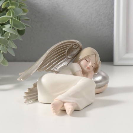 Polystone souvenir "Sleeping angel with silver wings" 14x10x7 cm-1