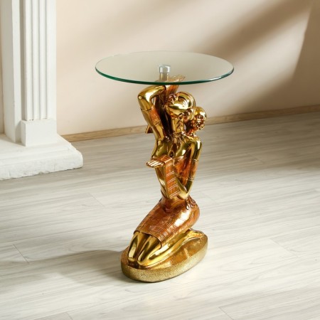 Decorative table "African with a child on the back" gold 42x42x64 cm-1