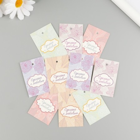 Cardboard Biro "made with love" a set of 10 pcs (5 types) 4x6 cm-1