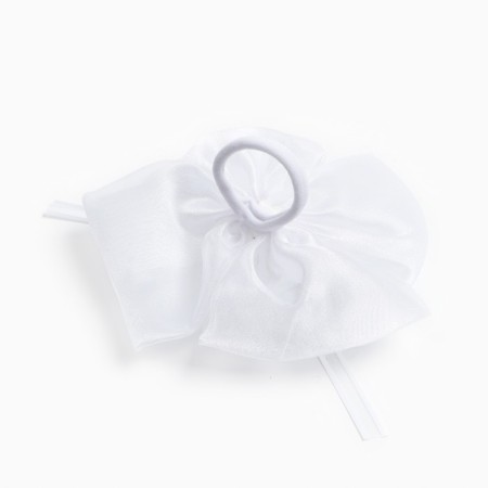 Outlet. Bant for hair on elastic band, white, 15x14 cm, princesses-4