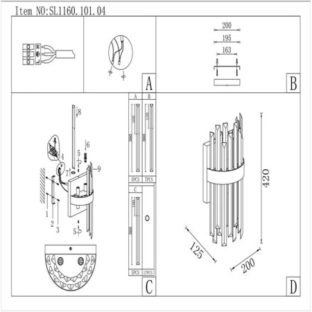 Wall lamp ST LUCE. SL1160.101.04. Bafo. 4x5 W, G9, 4000K, 20x42 cm, chromium color-12