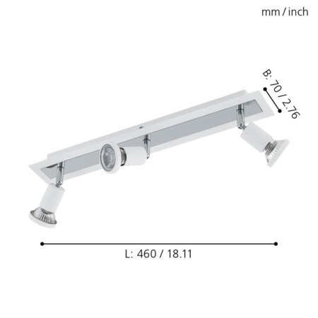 Sarria lamp, 3x5W Gu10, 3000k, 1200lm, white color, chrome-3