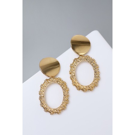 Earrings Metal "Eureka" oval, color gold-3
