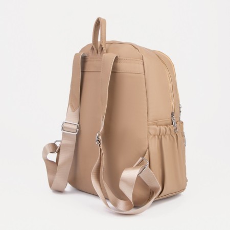 Women's backpack made of artificial leather with lightning, beige color-1