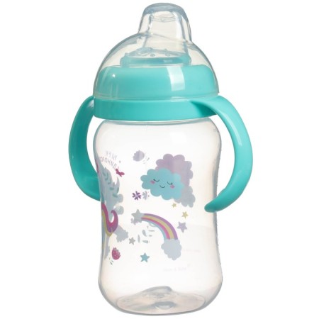 Drunker - children's impotion with soft nose "Unicorn", 270 ml., With handles, Biryuzovoy color-4