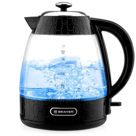 Electric kettle Brayer 1047br, 2200 watts, 1.7 l, glass case