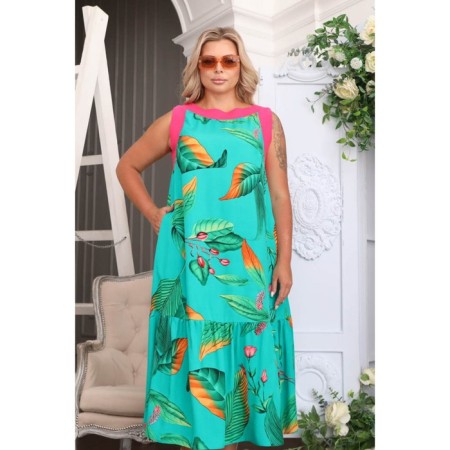 Sarafan female, size 52, turquoise color-9