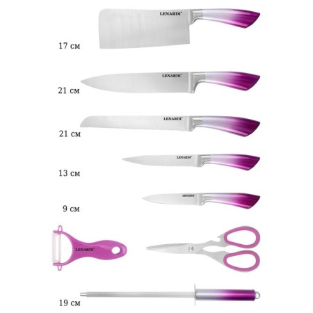 Lenardi knife set, on a stand, 9 items-2