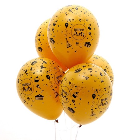 Shar Latex 12 "" Funny Party ", pastel, set of 5 pcs., Color yellow-3