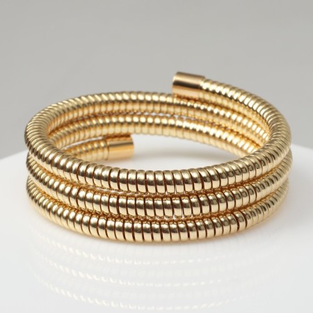 Bracelet-spring "relief" 3 rows, color gold, d = 6.5 cm-1