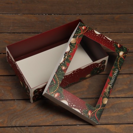 The box is folding, the lid is, with the window of "happy Christmas" 30 x 20 x 9 cm-3