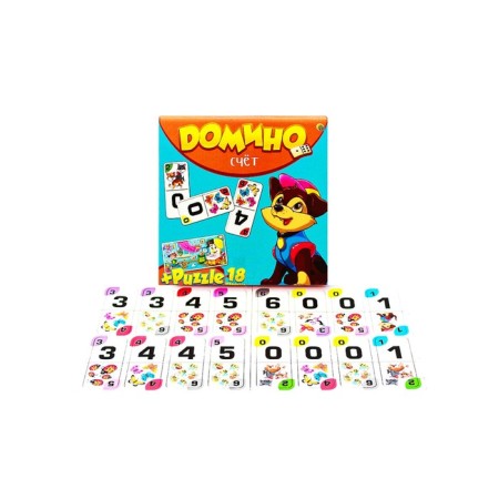 The board game "Domino + Puzzles 18 elements. Check"-1
