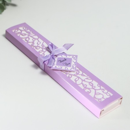 Fan bamboo, textiles h = 21 cm "monocet" in a box, lilac-5
