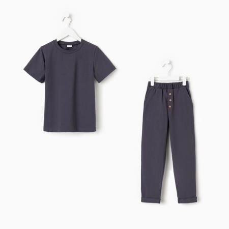 Pajamas for a boy (T -shirt, trousers) minku graphite color, height 116-6