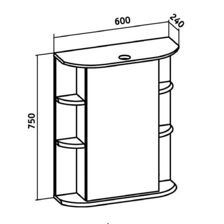 Bathroom mirror "Giro 60" Right, 24 x 60 x 75 cm-2