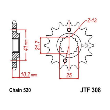 Leading star JTF308-15, JT SPROCKETS, circuit 520, 15 teeth