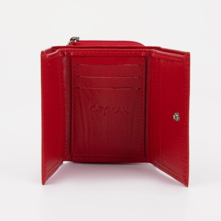Women's wallet on the button, red color-2