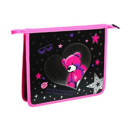 Folder d/notebooks A5 zipper on top plastic 205*240 pt 73-12 Girl Bright bear foil 72734-2