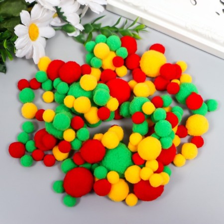 Decor for creativity "Pomponchiki. Christmas" d = 1-3 cm set 135 pcs