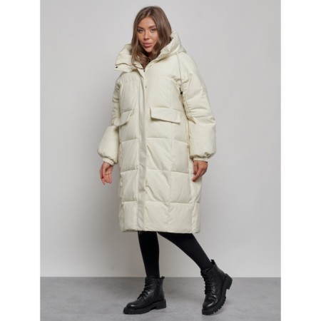 Coat insulated winter female, size 46, beige color-2