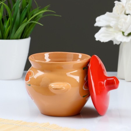 Set of pots # 5 with pens 6x0.5l, cornflower melted milk-10