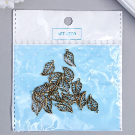 Decor Metal for creativity "Golden openwork leaf" set of 16 pcs 1.8x1 cm-4