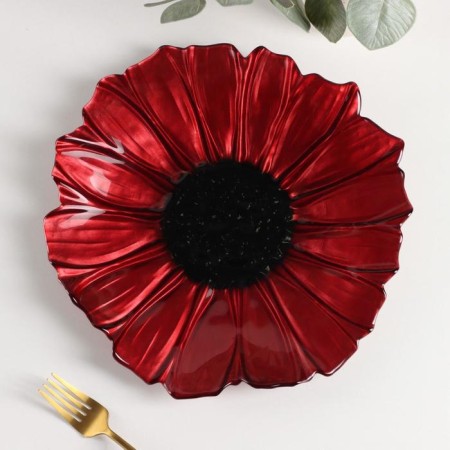 Glass Serving "Flora", d = 30 cm, red color