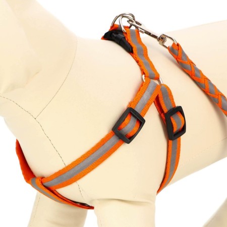 Set "braid", fluorescent, leash 115 x 1 cm, og 32-48 x 1.5 cm, orange-3