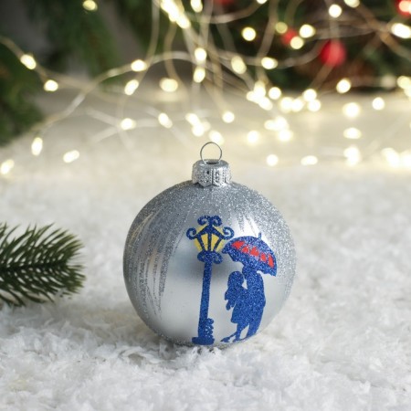 Christmas ball D-8 cm "Kiss under the umbrella" mix-2