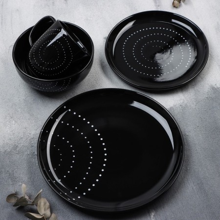 Deep plate ceramic "Ornament", 15.5 x 6.5 cm, 800 ml, black color-4