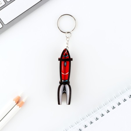 Key keychain wooden designer "Rocket", 2.1 x 7 cm-3