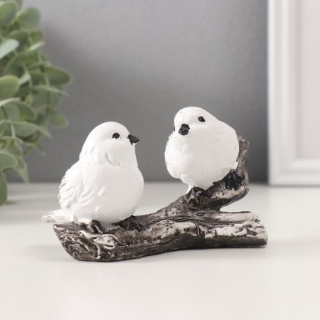 Polystone souvenir "Two white sparks on a branch" 6.5x11x6.5 cm-1