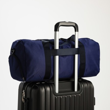 Board Road on a zipper, external pocket, shoe detachment, suitcase holder, long belt, blue color-3
