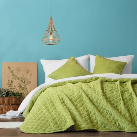 Bedspread with pillowcases "Tina", size 230x250 cm, green color-1