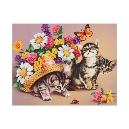 Print for embroidery with ribbons on the Gabardin "Kittens in Colors"